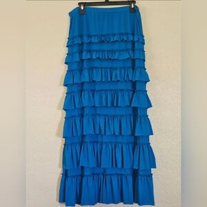 Shanna's Threads Blue Ruffle Eleganza Maxi Skirt